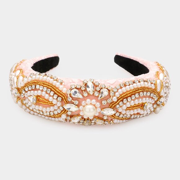 Luxury Pearl & Crystal Embellished Headband | Elegant Statement Hairpiece
